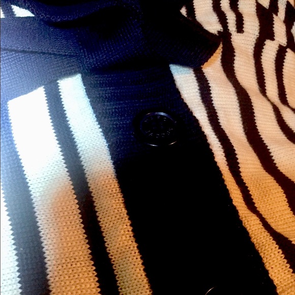 😻NWOT Marc Jacobs Striped Cardigan Sweater L Navy - Picture 8 of 8